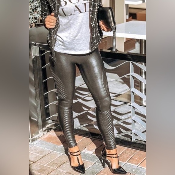SPANX Pants - Spanx nwt moto faux leather legging in gunmetal